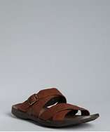 Hogan cocoa leather crisscross flat sandals style# 318264101