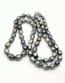   GENUINE NATURAL COLOR TAHITIAN CULTURED PEARL NECKLACE   14K WG CLASP