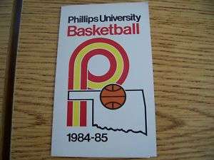 1984 85 Phillips University Basketball Pocket Schedule  