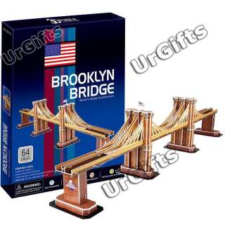   Cardboard 3D Puzzle Model New York Brooklyn Bridge NEW 64 pieces a Box