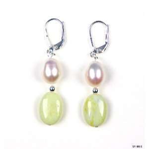  Pearl and Lime Jade Earrings Jewelry