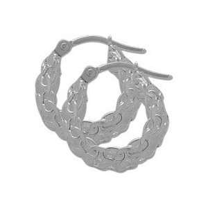  Sterling Silver Chain Link Style Hoop Earrings Jewelry
