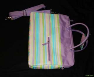 Purple Stripped Handbag Satchel Tote Laptop Book Bag  