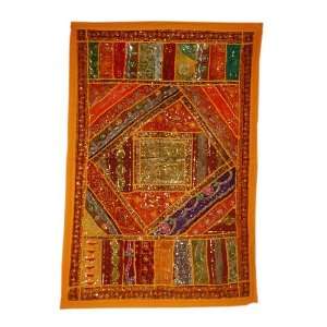 Attractive Indian Old Sari Patch Wall Hanging/tapestry with Beautiful 
