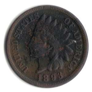  1893 U.S. Indian Head Cent / Penny Coin 