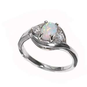 Sterling Silver Lab Created Opal Ring   2mm Band Width   10mm Face 