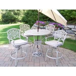   Bar Height Patio Dining Set with Tilting Umbrella and Stand   Seats 4