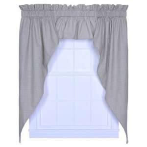   Check Print 3 Piece Lined Swag Curtain Set in Linen