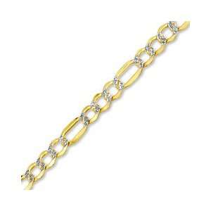 Pavï¿½ Figaro Chain Bracelet   8 10K Gold over Sterling Silver 5 