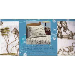  Flannel Twin Bedding Sheet Set   Wild Animals Cotton