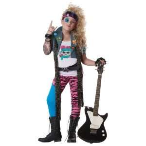   Costumes 80s Glam Rocker Plus Child Costume / White/Pink   Size Plus