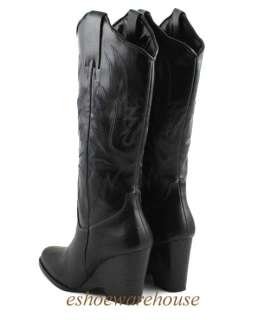 Soo Awesome Western Stitching Wedge Cowboy Cowgirl Boots in Matte 