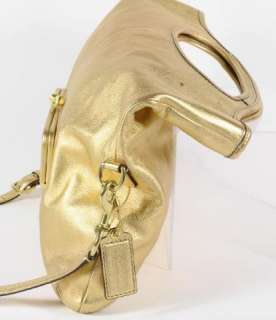   Metallic Gold Leather Tote Shoulder Bag Convertable Strap Purse  