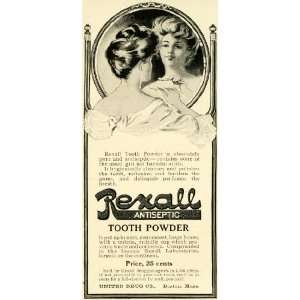 1905 Ad United Drug Rexall Antiseptic Tooth Powder Lady Mirror Mouth 