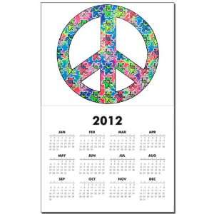 Calendar Print w Current Year Tye Dye Peace Symbol Physchedelic Teddy 