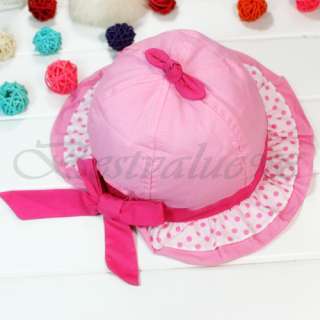 Adorable Toddler Baby Girl Pink Flower Sun Hat Cap Bow  