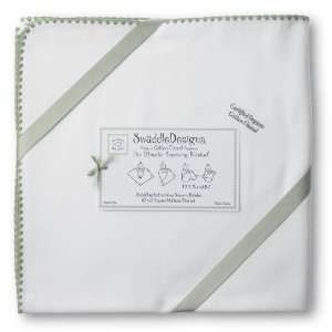   Organic Ultimate Receiving Blanket   Ivory with Sage Trim Baby