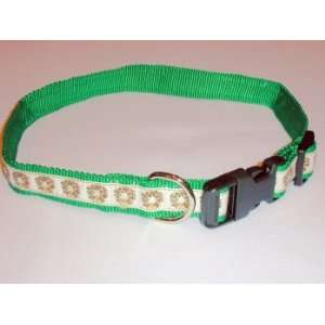   COLLAR!! Sandia Pet Products Christmas Noel on Green Large Dog Collar