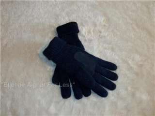 Isotoner Wool Blend Knit Gloves Thinsulate Lined, Lthr Palm, Blue, 1 