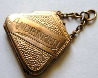   NOUVEAU GERMAN GOLD PURSE / HAND BAG LOCKET CHARM ANDENKEN MEMORIES