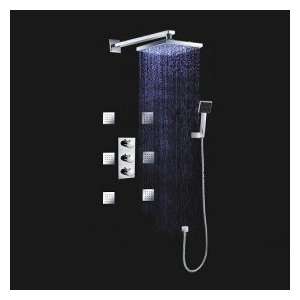  LED Wall Mount Thermostatic Shower Faucet with BodySprays 