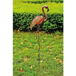    Metal and Glass Flamingo Garden Stake Patio, Lawn & Garden