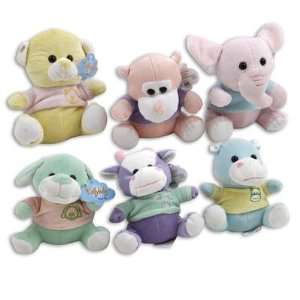   Cow, Elephant, Puppy Assorted Plush Animals With Shirts On Toys