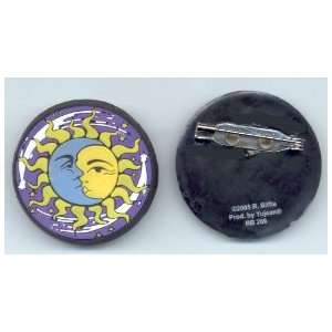   Biffle   Celestial Sun and Moon   Rubber Button Pin 