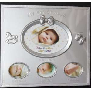  Baby Photo Frame   My First Year Silver Baby