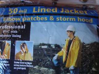   Heavy Duty 50mm PVC Poly Lined Rain Hood Jacket Yellow Large, L  