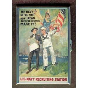 WORLD WAR I NAVY POSTER FLAG ID Holder, Cigarette Case or Wallet MADE 