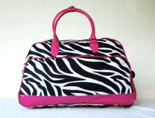 20 Duffel/Tote Bag Rolling Luggage/Wheels Zebra Pink  