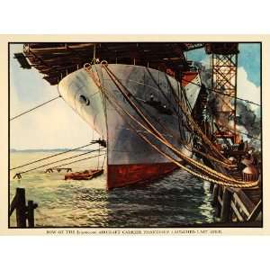  1936 USS Yorktown Aircraft Carrier Bow Ship Dock Print 