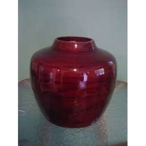 Bamboo Spun Vase Dark Cherry Red 