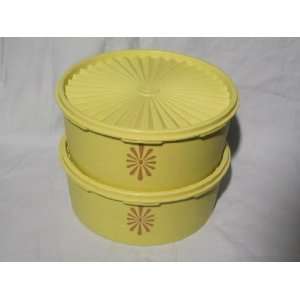 Vintage 1970s Tupperware  Yellow  Servalier Canister Storage 