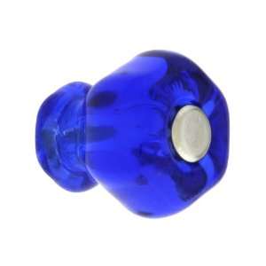  Small Hexagonal Cobalt Blue Glass Cabinet Knob With Nickel 