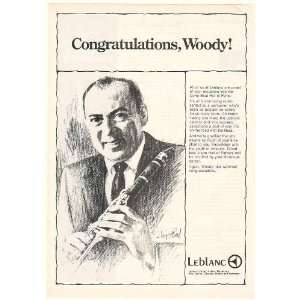  1976 Woody Herman Leblanc Clarinet Illustration Print Ad 